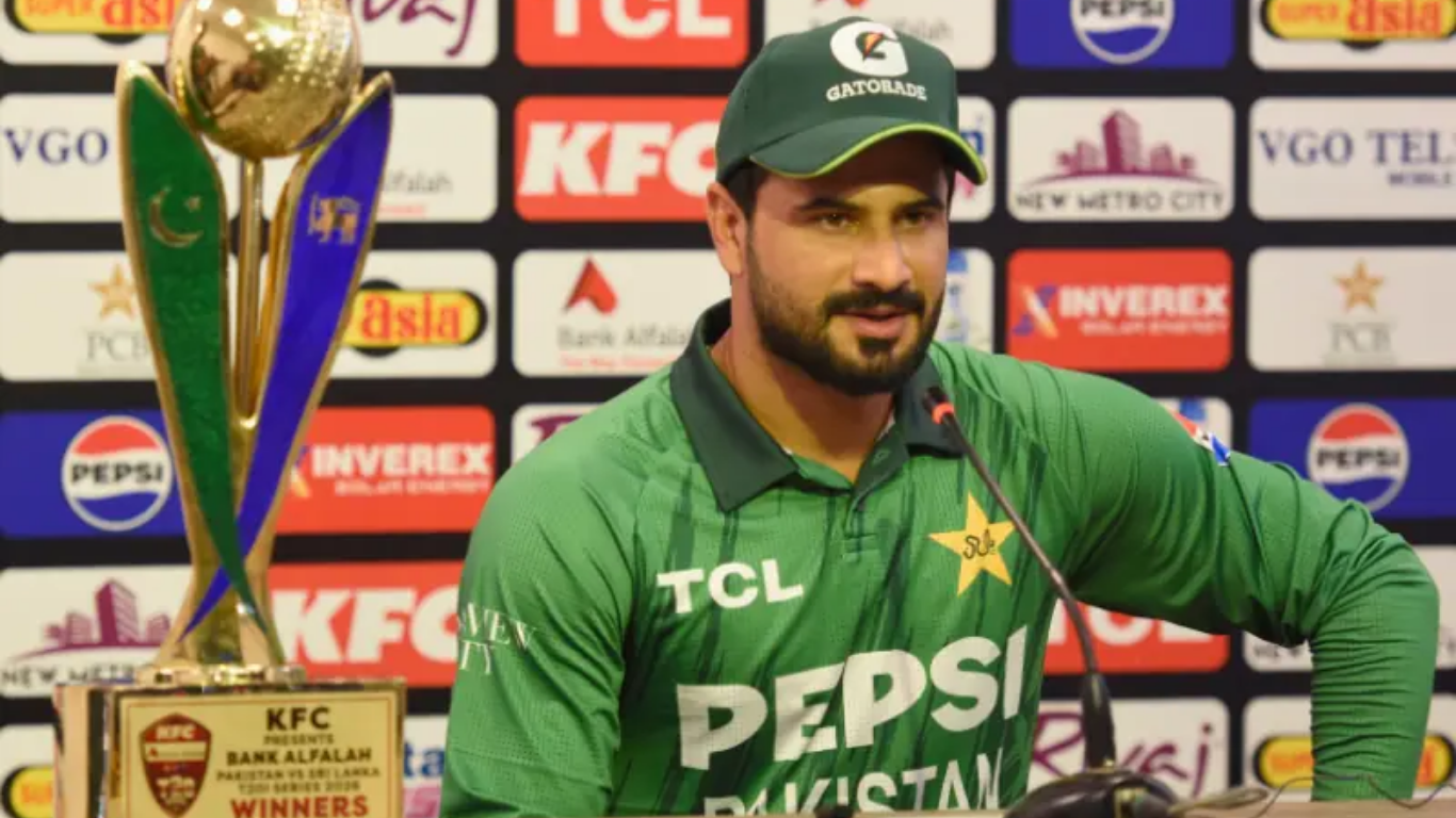 Pakistan T20I captain Sahibzada Farhan batting during the series against Sri Lanka at Rawalpindi Cricket Stadium in October 2026.